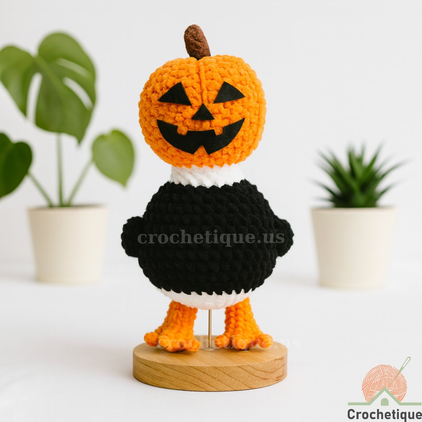 Pumpkin Head Goose Amigurumi Crochet Pattern, Quirky Halloween Crochet Idea