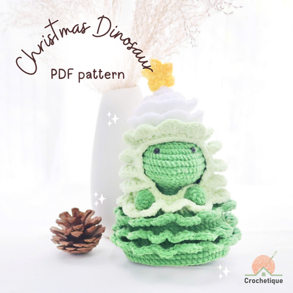 Christmas Baby Dinosaur Crochet Pattern 5 in 1 PDF