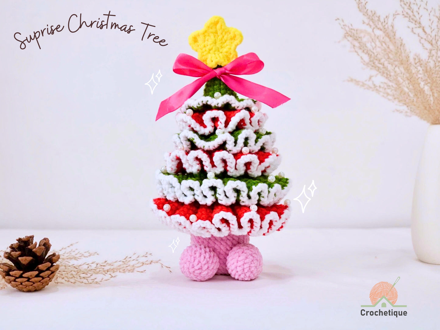Surprise Christmas Tree Crochet Pattern, Festive Crochet Christmas Ornaments Ideas