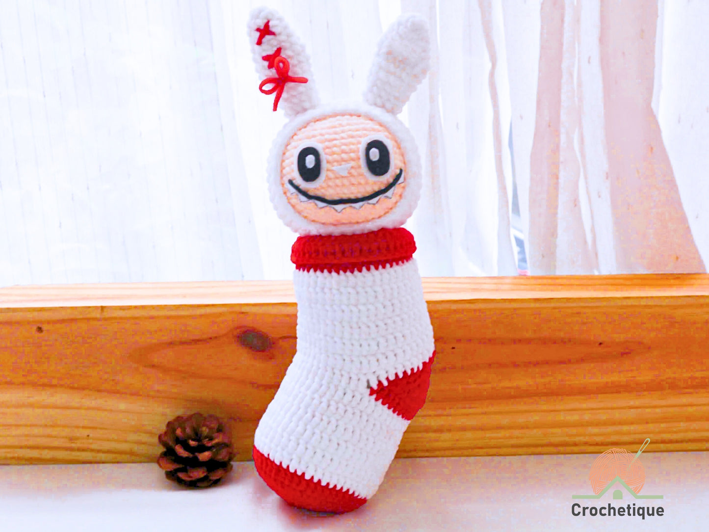 Bunny In Sock Crochet Pattern, Cute Christmas Amigurumi Bunny Crochet