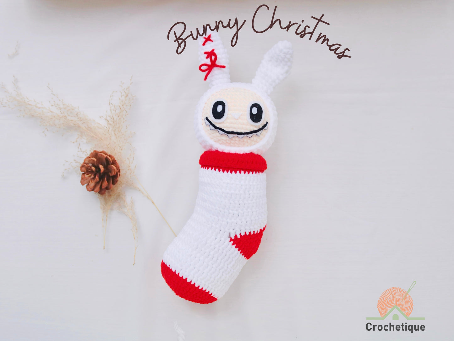 Bunny In Sock Crochet Pattern, Cute Christmas Amigurumi Bunny Crochet