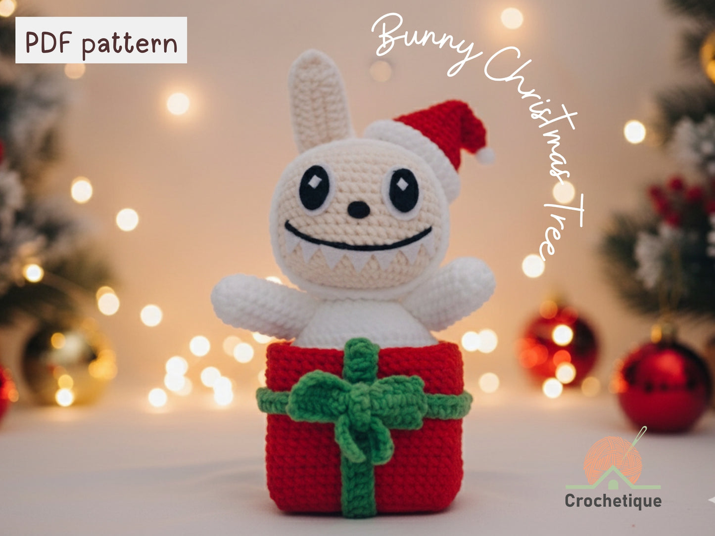 Christmas Bunny Gift Box Crochet Pattern, Cute Holiday Rabbit Crochet