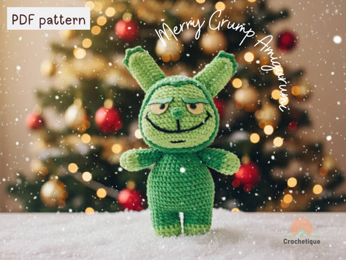Green Christmas Bunny Crochet Pattern, Christmas Amigurumi Rabbit