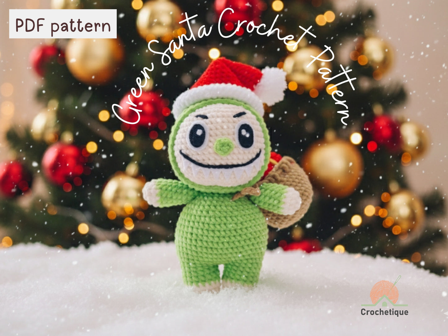 Green Santa Bunny Crochet Pattern, Cute Holiday Rabbit Crochet