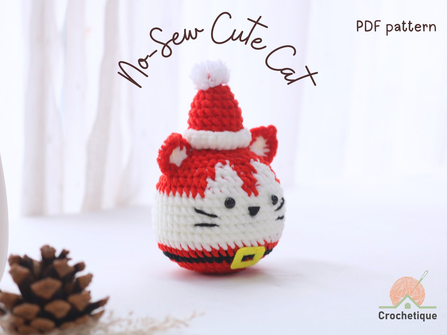 No Sew Santa Cat Amigurumi Crochet Pattern