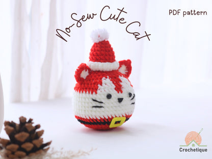 No Sew Santa Cat Amigurumi Crochet Pattern