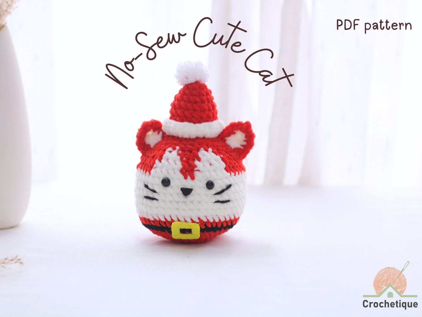 No Sew Santa Cat Amigurumi Crochet Pattern