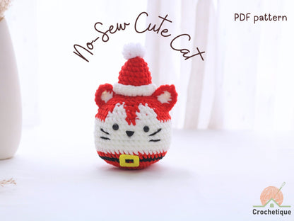 No Sew Santa Cat Amigurumi Crochet Pattern