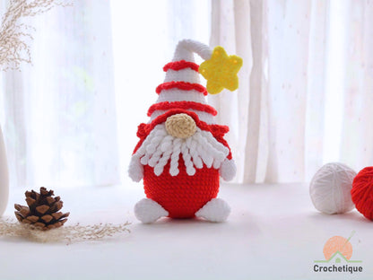 Christmas Gnome Crochet Patterns, Crochet 4 in 1 Gnome Amigurumi Pattern.