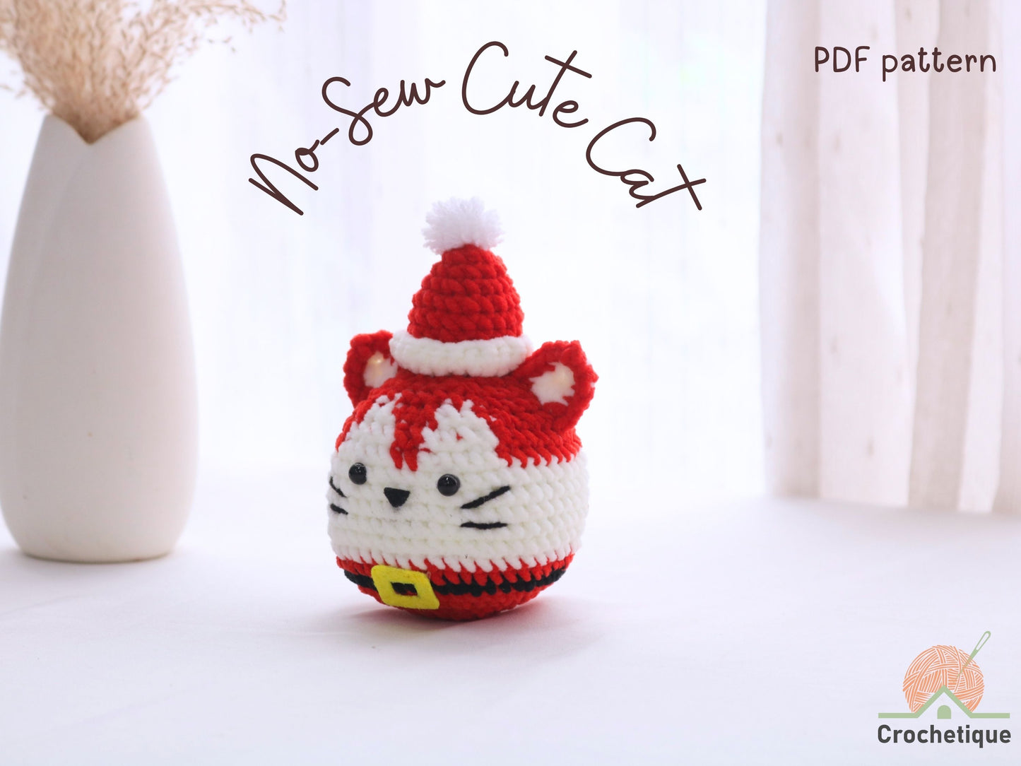 No Sew Santa Cat Amigurumi Crochet Pattern