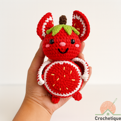 Strawberry Bat Crochet Pattern, Cute Amigurumi Animal Crochet