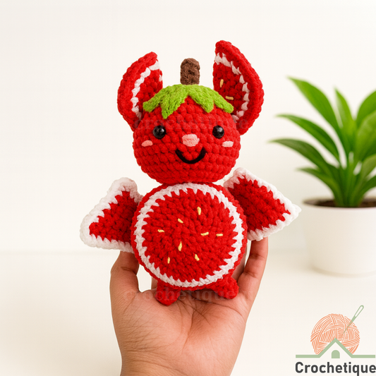 Strawberry Bat Crochet Pattern, Cute Amigurumi Animal Crochet