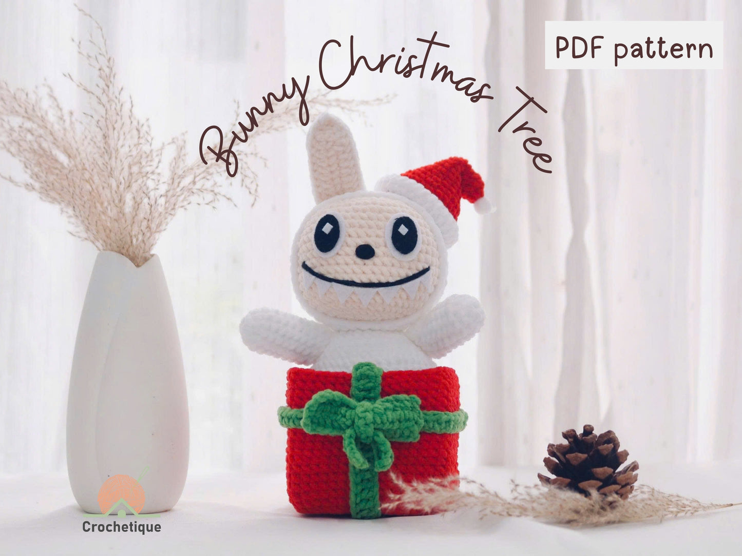 Christmas Bunny Gift Box Crochet Pattern, Cute Holiday Rabbit Crochet
