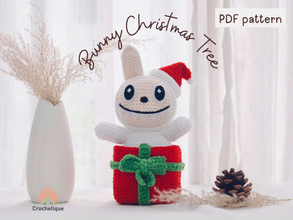 Christmas Bunny Gift Box Crochet Pattern, Cute Holiday Rabbit Crochet