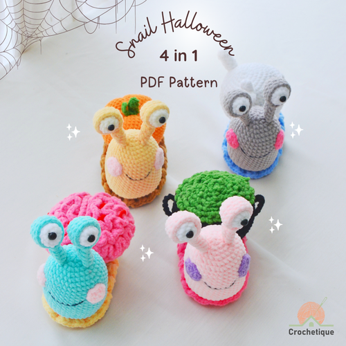 Halloween Snail Crochet Pattern Bundle 4 in 1 PDF