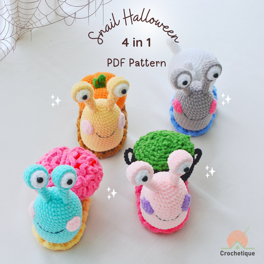 Halloween Snail Crochet Pattern Bundle 4 in 1 PDF