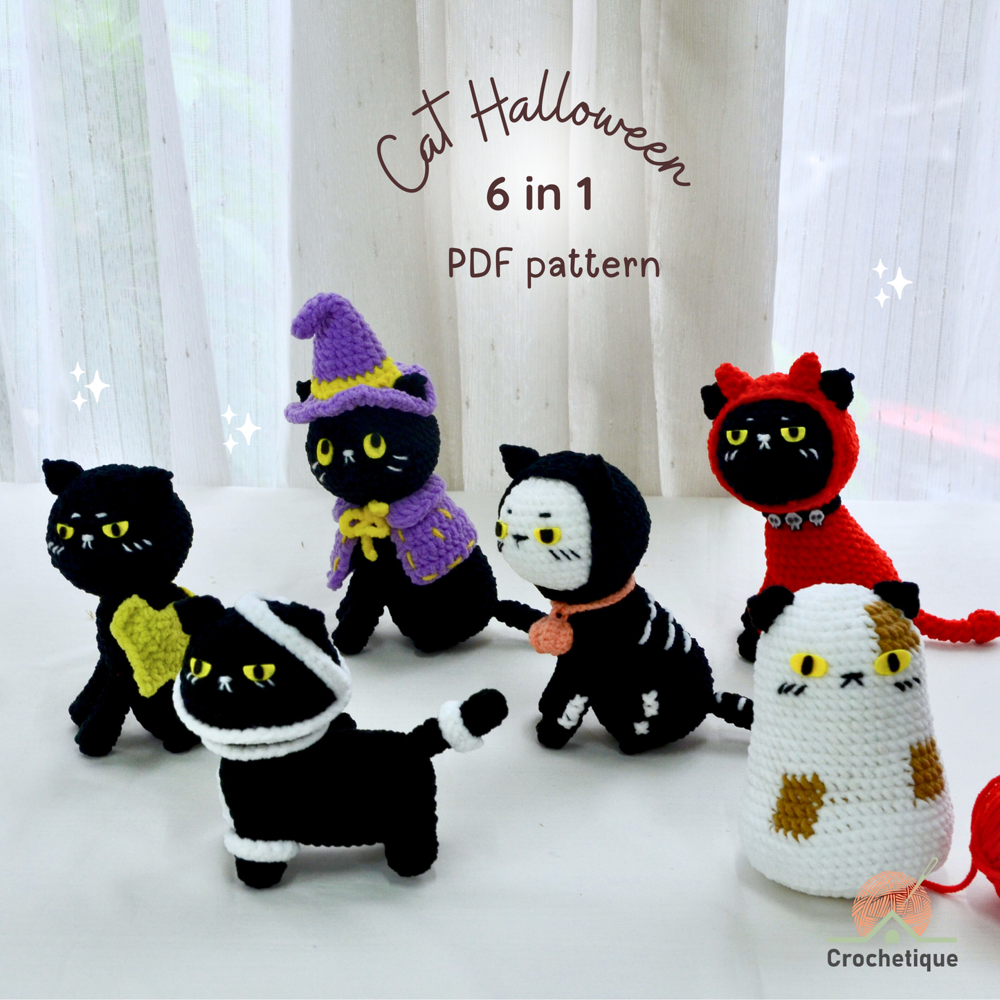 Halloween Cat Crochet Pattern Bundle 6 in 1 PDF