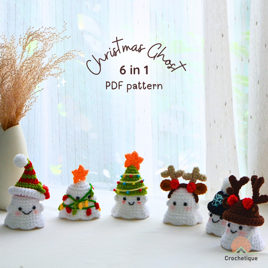 Christmas Ghost Crochet Pattern Bundle 6 in 1 PDF