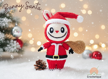 Santa Bunny Crochet Pattern, Christmas Amigurumi Bunny Crochet
