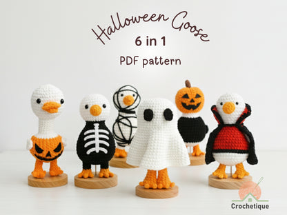 Halloween Goose Crochet Patterns, Crochet 6 in 1 Quirky Halloween Pattern