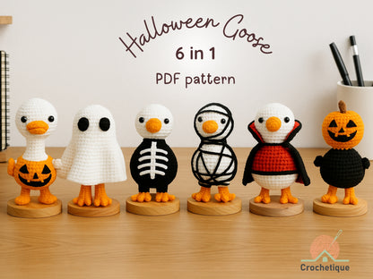Halloween Goose Crochet Patterns, Crochet 6 in 1 Quirky Halloween Pattern