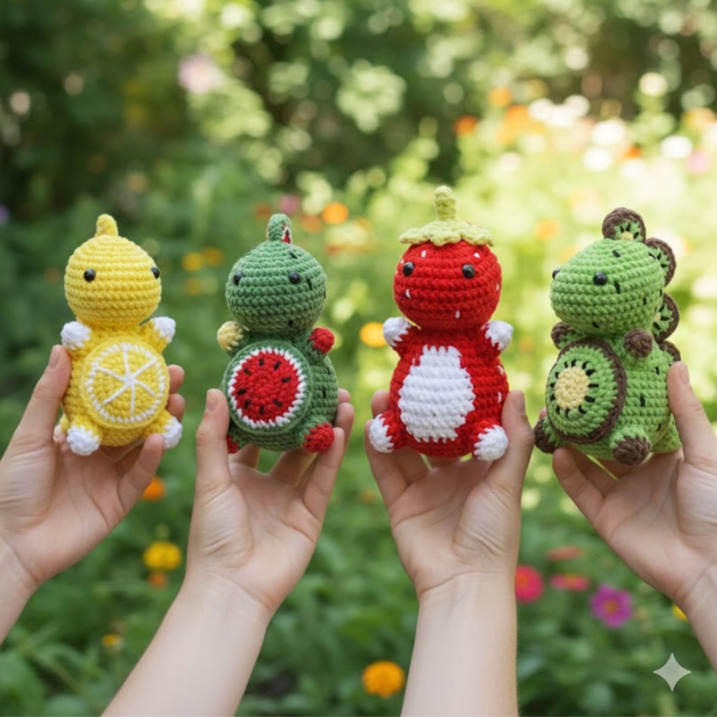 Fruit Dinosaur Crochet Pattern 4 in 1 PDF