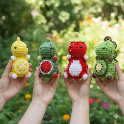 Fruit Dinosaur Crochet Pattern 4 in 1 PDF