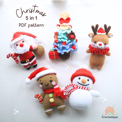 Christmas Crochet Pattern 5 in 1 PDF